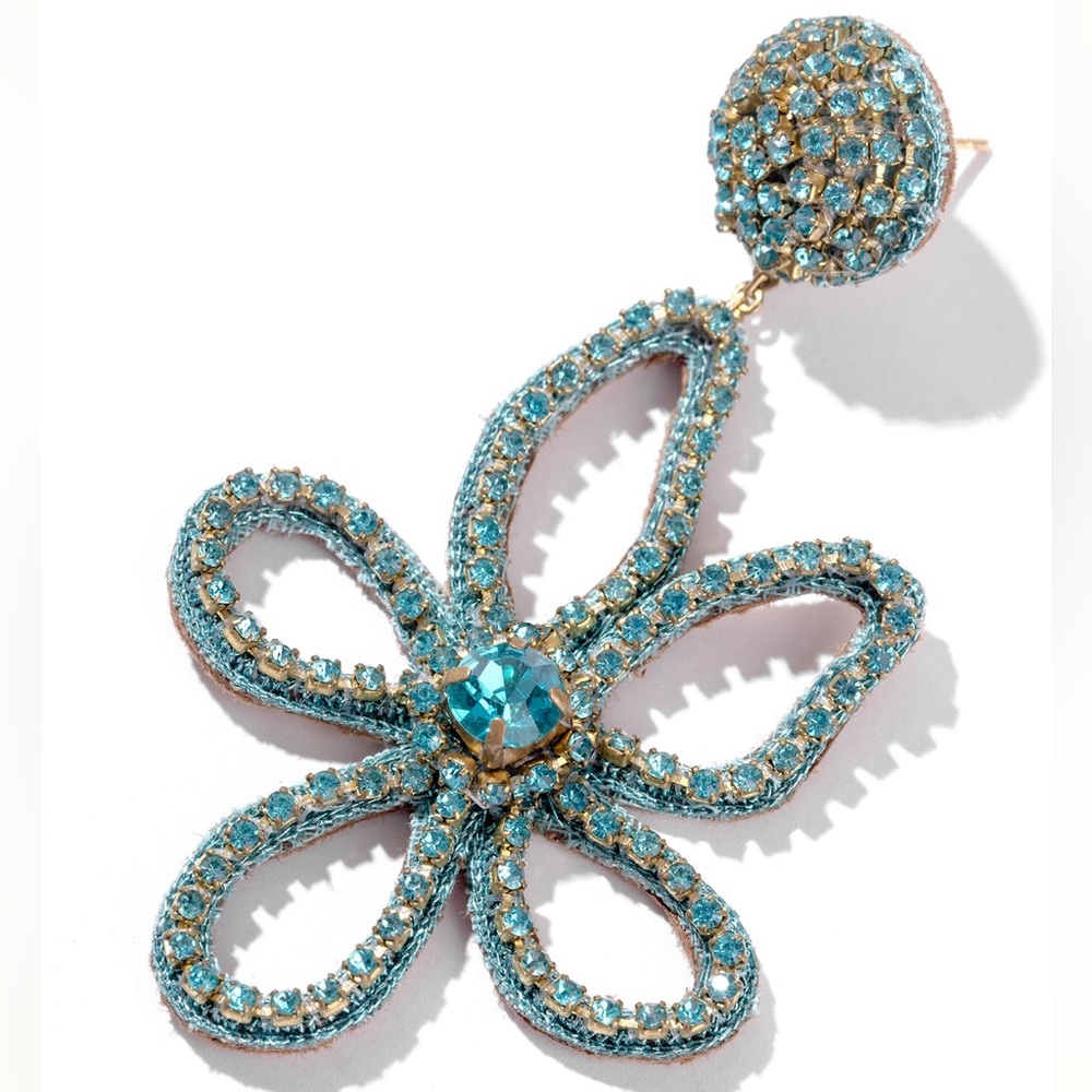 Deepa Gurnani Fiorella Flower Drop Earrings - turquoise - NWT - Picture 3 of 8
